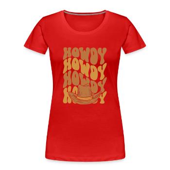 Hello Cowboy In Black - Women's Premium Organic T-Shirt - red - Front - Mia (176cm)