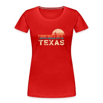 Texas Colorful Cactus - Women's Premium Organic T-Shirt - red - Front - Mia (176cm)