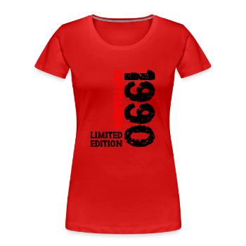 1990 Septembre Édition Limitée 33e Décoration Anniversaire - T-shirt bio Premium Femme - rouge - Devant - Mia (176cm)