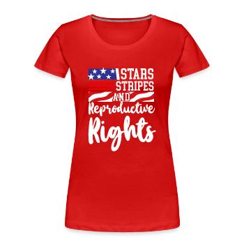 Feminist Stars Stripes & - Frauen Premium Bio T-Shirt - Rot - Vorne - Mia (176cm)