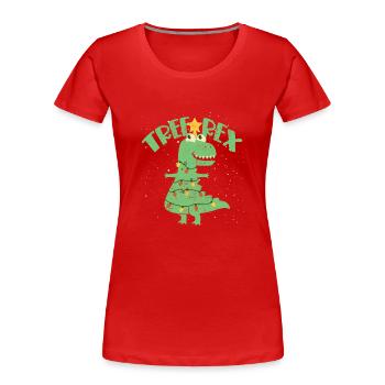 Arbre Rex Dinosaure Pyjama de Noël Noël - T-shirt bio Premium Femme - rouge - Devant - Mia (176cm)