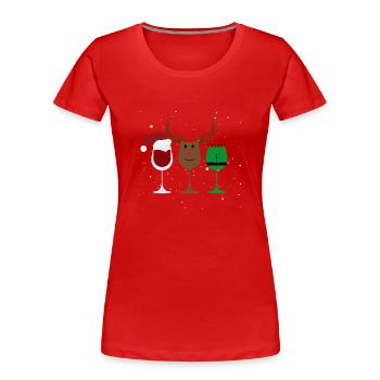 Weinglas Weihnachtsmann Elf Rentier Trinken Cool - Frauen Premium Bio T-Shirt - Rot - Vorne - Mia (176cm)