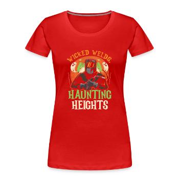 Wicked Welds Haunting Heights Schweißer Halloween - Frauen Premium Bio T-Shirt - Rot - Vorne - Mia (176cm)