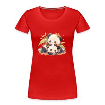 Panda Pandas Pandabären Baby Panda Tiere - Frauen Premium Bio T-Shirt - Rot - Vorne - Mia (176cm)