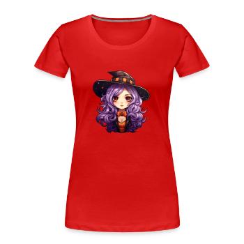 Hexe Halloween Grafik - Frauen Premium Bio T-Shirt - Rot - Vorne - Mia (176cm)