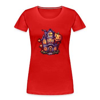 Halloween Haunted House Anime - Women's Premium Organic T-Shirt - red - Front - Mia (176cm)