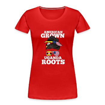 Uganda - Frauen Premium Bio T-Shirt - Rot - Vorne - Mia (176cm)