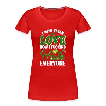 Vegan Veganismus - Frauen Premium Bio T-Shirt - Rot - Vorne - Mia (176cm)