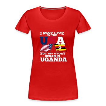 Uganda - Frauen Premium Bio T-Shirt - Rot - Vorne - Mia (176cm)