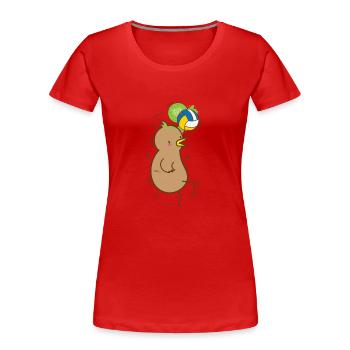 Kiwi spielt Volleyball Vogel und Frucht - Frauen Premium Bio T-Shirt - Rot - Vorne - Mia (176cm)