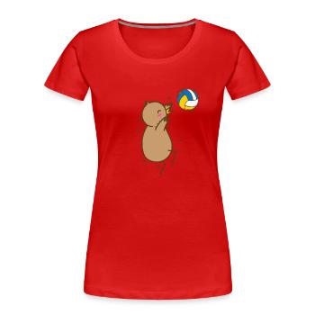 Volleyball Kiwi Vogel und Frucht - Frauen Premium Bio T-Shirt - Rot - Vorne - Mia (176cm)
