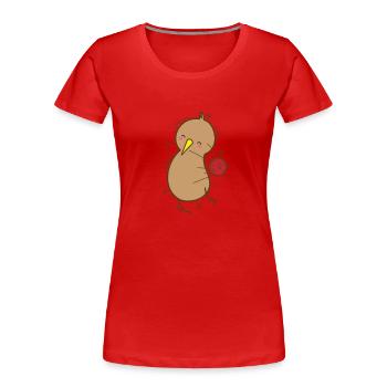 Kiwi Vogel spielt Völkerball mit Kiwi Frucht - Frauen Premium Bio T-Shirt - Rot - Vorne - Mia (176cm)