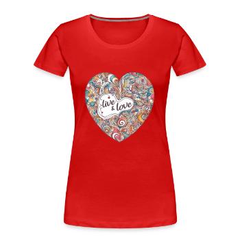 Buntes Herz - vivre et aimer - T-shirt bio Premium Femme - rouge - Devant - Mia (176cm)