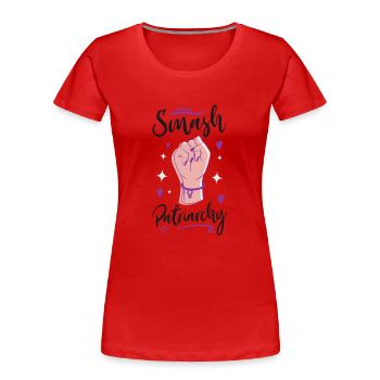 Le patriarcat féministe - T-shirt bio Premium Femme - rouge - Devant - Mia (176cm)