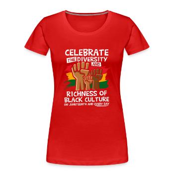 Celebrate The Diversity Juneteenth - Women's Premium Organic T-Shirt - red - Front - Mia (176cm)