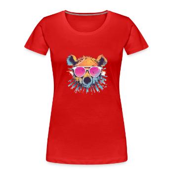 Bär Bär Sonnenbrille Braunbär Waldbewohner - Frauen Premium Bio T-Shirt - Rot - Vorne - Mia (176cm)