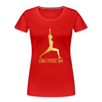 Yoga Pose Love Peace OM - Women's Premium Organic T-Shirt - red - Front - Mia (176cm)