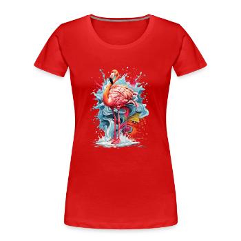 Tropical Colorful Flamingo Water Colour Splash - T-shirt bio Premium Femme - rouge - Devant - Mia (176cm)