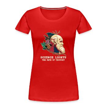 Charles Darwin Atheistischer Atheismus - Frauen Premium Bio T-Shirt - Rot - Vorne - Mia (176cm)