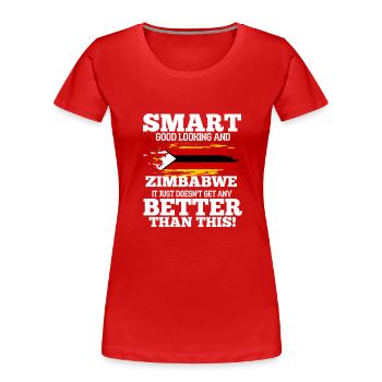 Zimbabwe - T-shirt bio Premium Femme - rouge - Devant - Mia (176cm)