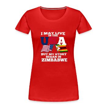Zimbabwe - T-shirt bio Premium Femme - rouge - Devant - Mia (176cm)