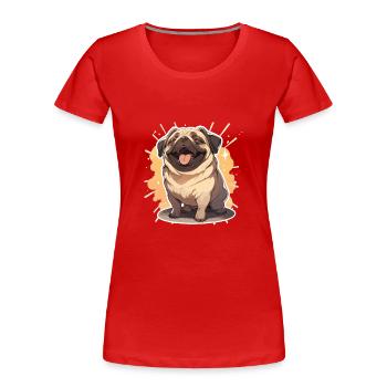 Mops Mops Hund Mops Geschenke Mops Liebhaber - Frauen Premium Bio T-Shirt - Rot - Vorne - Mia (176cm)