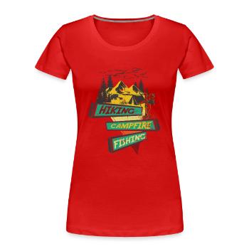 Hiking Campfire Fishing - Women's Premium Organic T-Shirt - red - Front - Mia (176cm)