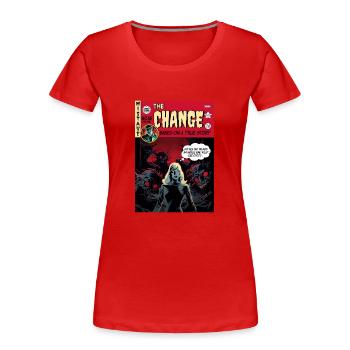 Retro Horror Comic - The Change - Women's Premium Organic T-Shirt - red - Front - Mia (176cm)