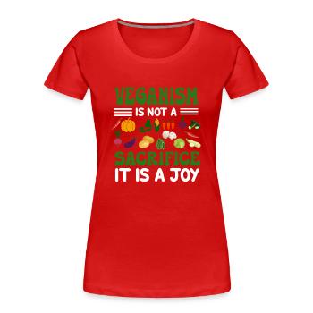 Vegan Veganismus - Frauen Premium Bio T-Shirt - Rot - Vorne - Mia (176cm)
