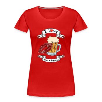 Bier und Bussies - Frauen Premium Bio T-Shirt - Rot - Vorne - Mia (176cm)