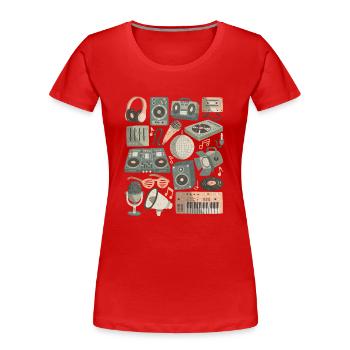 DJ Doodles Club Party Disco Nachtleben Clubbing - Frauen Premium Bio T-Shirt - Rot - Vorne - Mia (176cm)