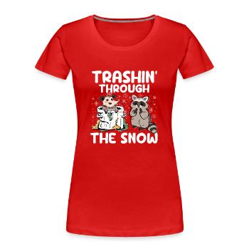 Trashin Through The Snow Garbage Gang Opossum - Frauen Premium Bio T-Shirt - Rot - Vorne - Mia (176cm)