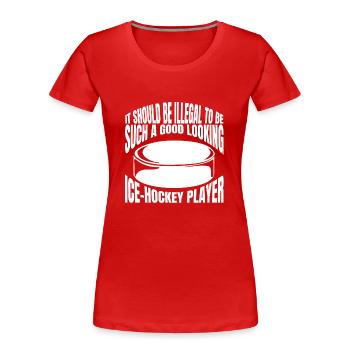 Joueur de hockey sur glace Fan de hockey sur glace Équipe de hockey sur glace - T-shirt bio Premium Femme - rouge - Devant - Mia (176cm)