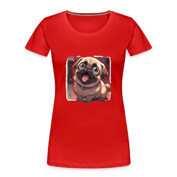 Mops Mops Hund Mops Geschenke Mops Liebhaber - Frauen Premium Bio T-Shirt - Rot - Vorne - Mia (176cm)