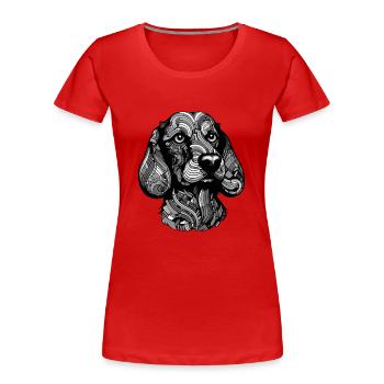 Teckel Portrait de chien teckel - T-shirt bio Premium Femme - rouge - Devant - Mia (176cm)