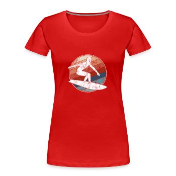 Surf Rétro - T-shirt bio Premium Femme - rouge - Devant - Mia (176cm)