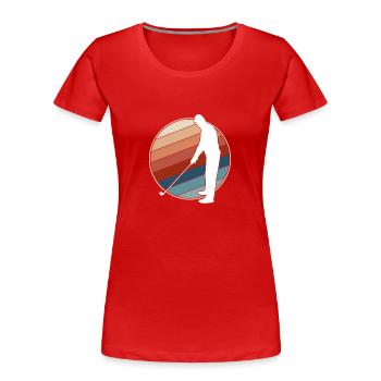 Golf Retro - Frauen Premium Bio T-Shirt - Rot - Vorne - Mia (176cm)
