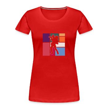 Fotografie - Frauen Premium Bio T-Shirt - Rot - Vorne - Mia (176cm)