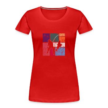Angling - Women's Premium Organic T-Shirt - red - Front - Mia (176cm)