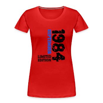 1984 September Limited Edition 39th Birthday Deco - Women's Premium Organic T-Shirt - red - Front - Mia (176cm)