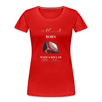 Pierre de naissance Mars Pierre de sang - T-shirt bio Premium Femme - rouge - Devant - Mia (176cm)