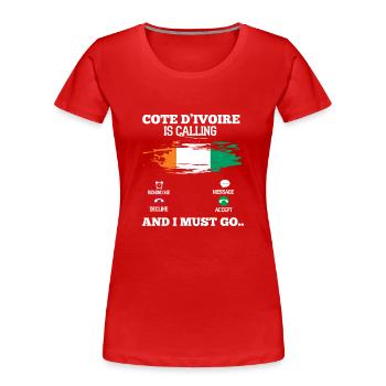 Ivory Coast - Women's Premium Organic T-Shirt - red - Front - Mia (176cm)