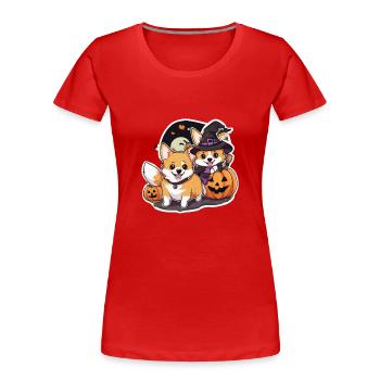 Corgi Corgi Hund Corgi Halloween Corgis - Frauen Premium Bio T-Shirt - Rot - Vorne - Mia (176cm)
