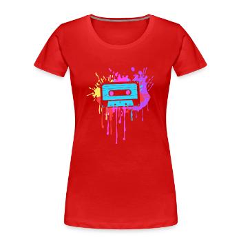 Soirée à thème des années 80 Cassette de tenue des années 80 - T-shirt bio Premium Femme - rouge - Devant - Mia (176cm)
