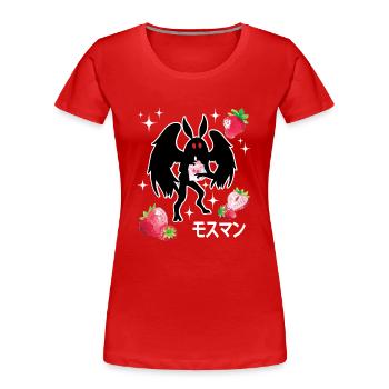 Mothman Erdbeereen Shake - Frauen Premium Bio T-Shirt - Rot - Vorne - Mia (176cm)
