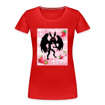 Mothman Erdbeereen Shake - Frauen Premium Bio T-Shirt - Rot - Vorne - Mia (176cm)