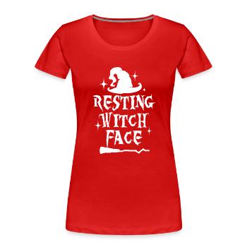 Visage de sorcière au repos - T-shirt bio Premium Femme - rouge - Devant - Mia (176cm)
