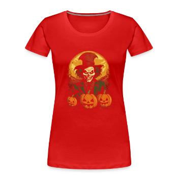 Clown effrayant avec des citrouilles et la pleine lune rouge - T-shirt bio Premium Femme - rouge - Devant - Mia (176cm)
