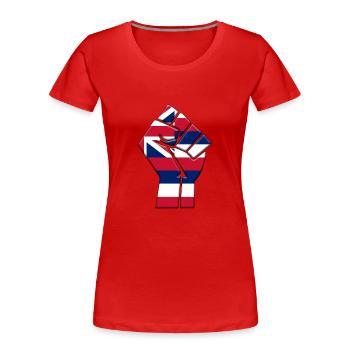 Bundesstaat Hawaii Flagge Stolz Eingeborenes Familienhaus - Frauen Premium Bio T-Shirt - Rot - Vorne - Mia (176cm)