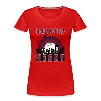 "Haunted Night", Haunted City for Halloween - Women's Premium Organic T-Shirt - red - Front - Mia (176cm)